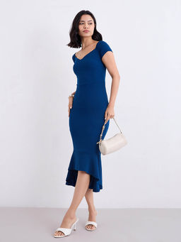 Styli - Women Blue Synthetic Sweetheart Dress