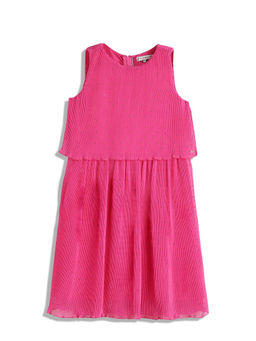 Tommy Hilfiger - Girls Pink Polyester Round Neck Dress