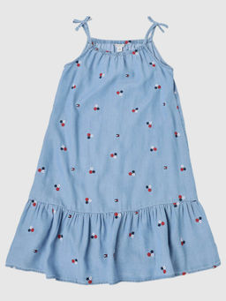 Tommy Hilfiger - Girls Blue Lyocell Shoulder Straps Dress