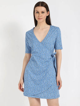 Tommy Hilfiger - Women Blue Cotton V-Neck Dress