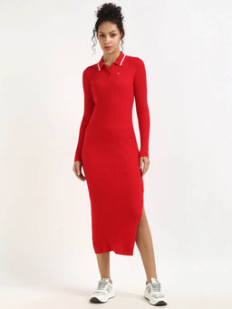 Tommy Hilfiger - Women Red Cotton Collar Neck Dress