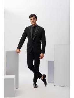Abees - Black Handworked Blazer Shirt with Trouser and Tie