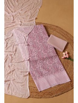 Soch - Womens Mauve Cotton Paisley Print Unstitched Dress Material (Set of 3)