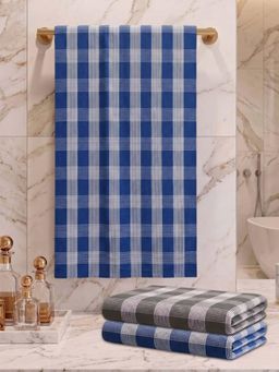 Athom Living - Checks Bath Towel for Men & Women - Multi-Color (M) (Pack of 3)