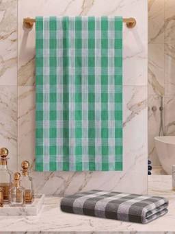 Athom Living - Checks Bath Towel for Men & Women - Multi-Color (M) (Pack of 2)