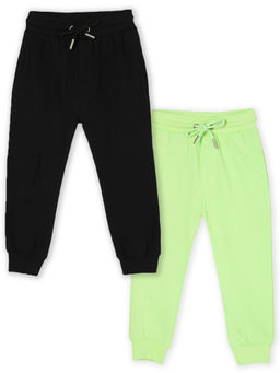 The Mom Store - Combo Of 2 Winter Joggers- Black & Neon Green (Pack of 2)
