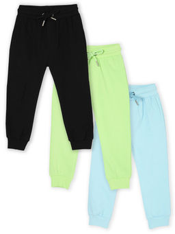 The Mom Store - Combo Of 3 Winter Joggers- Black, Light Blue & Neon Green (Pack of 3)