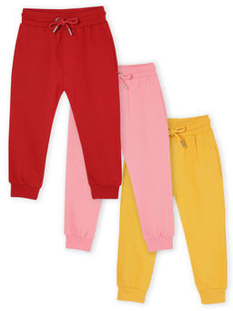 The Mom Store - Combo Of 3 Winter Joggers- Yellow, Maroon & Pink (Pack of 3)