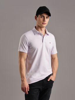 Tommy Hilfiger - Purple Solid Slim-Fit Cotton Polo T-Shirt