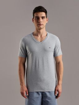 Tommy Hilfiger - Grey Solid Slim-Fit Cotton T-Shirt