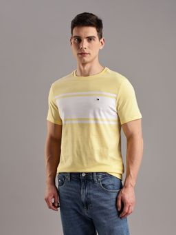 Tommy Hilfiger - Yellow Striped Regular-Fit Cotton T-Shirt