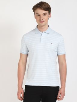 Tommy Hilfiger - Blue Striped Regular-Fit Cotton Polo T-Shirt
