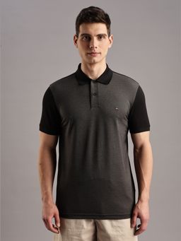 Tommy Hilfiger - Black Colorblock Regular-Fit Cotton Polo T-Shirt