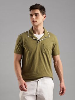 Tommy Hilfiger - Olive Solid Regular-Fit Cotton Polo T-Shirt
