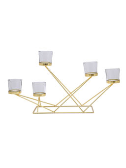 HomeTown - Aruba Iron Geometric Inspired Votive Holder In Gold (Set of 7)