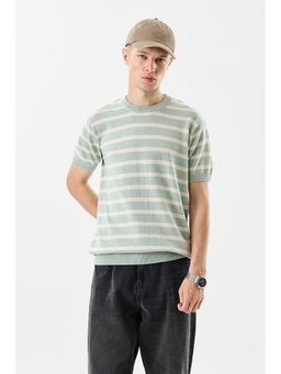 Snitch - Men Green Cotton Slim Fit T-Shirt