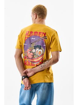 Snitch - Men Mustard Cotton Regular Fit T-Shirt