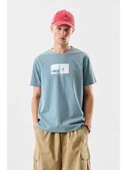 Snitch - Men Blue Cotton Blend Regular Fit T-Shirt