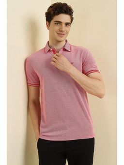 Allen Solly - Men Red Cotton Blend Regular Fit Polo T-Shirt