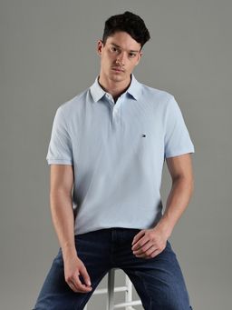 Tommy Hilfiger - Men Blue Cotton Regular Fit Polo T-Shirt