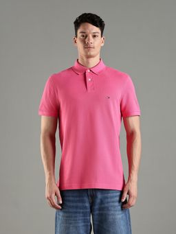 Tommy Hilfiger - Men Pink Cotton Regular Fit Polo T-Shirt