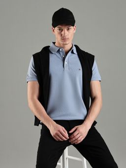 Tommy Hilfiger - Men Blue Cotton Slim Fit Polo T-Shirt