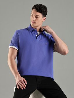 Tommy Hilfiger - Men Blue Cotton Relaxed Fit Polo T-Shirt