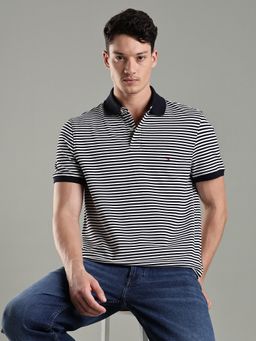 Tommy Hilfiger - Men Navy Blue Cotton Regular Fit Polo T-Shirt