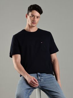 Tommy Hilfiger - Men Navy Blue Cotton Regular Fit T-Shirt
