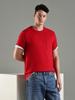 Tommy Hilfiger - Men Red Cotton Regular Fit T-Shirt