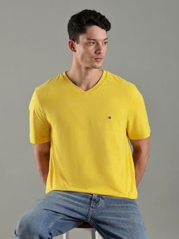 Tommy Hilfiger - Men Yellow Cotton Regular Fit T-Shirt