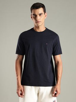 Tommy Hilfiger - Men Navy Blue Cotton Regular Fit T-Shirt