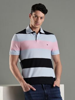 Tommy Hilfiger - Men Blue Cotton Regular Fit Polo T-Shirt