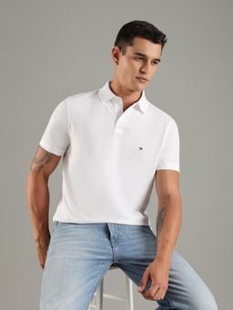 Tommy Hilfiger - Men White Cotton Regular Fit Polo T-Shirt