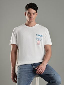 Tommy Hilfiger - Men White Cotton Regular Fit T-Shirt
