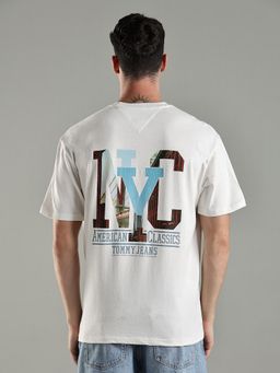 Tommy Hilfiger - Men White Cotton Relaxed Fit T-Shirt