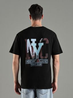 Tommy Hilfiger - Men Black Cotton Relaxed Fit T-Shirt