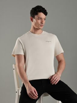 Tommy Hilfiger - Men Beige Cotton Slim Fit T-Shirt