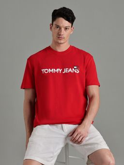 Tommy Hilfiger - Men Red Cotton Regular Fit T-Shirt