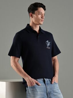 Tommy Hilfiger - Men Blue Cotton Regular Fit Polo T-Shirt