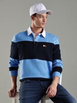 Tommy Hilfiger - Men Blue Cotton Relaxed Fit Polo T-Shirt