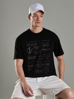 Tommy Hilfiger - Men Black Cotton Relaxed Fit T-Shirt