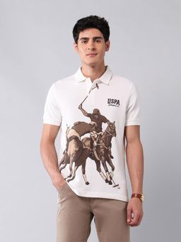 U.S. Polo Assn. Denim Co. - Men Graphic Printed Pure Cotton Polo T-Shirt