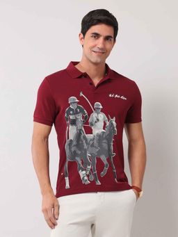 U.S. Polo Assn. Denim Co. - Men Graphic Printed Pure Cotton Polo T-Shirt