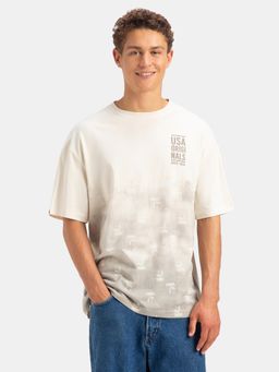 Jockey - US81 Men Super Combed Cotton Printed Oversized T-Shirt - Almond Milk USA