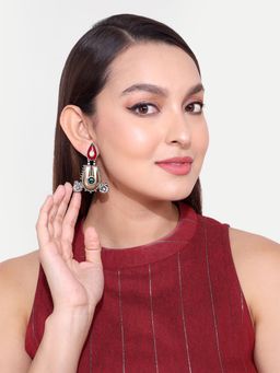 Abdesigns - Oxidised Silver Plated Two Tone Handcrafted Drop & Dangle Earrings