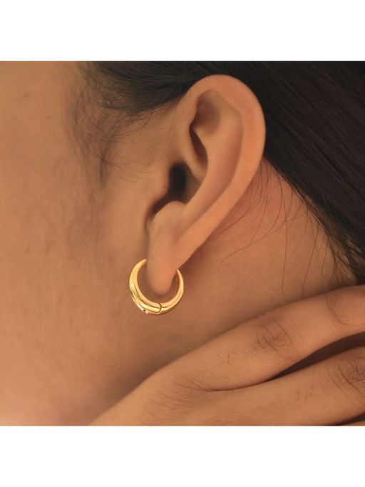 Palmonas Golden Crescent Hoop Earrings for Womens Waterproof & Anti-Tarnish