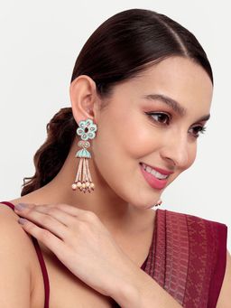 Abdesigns - Hand Paint Minakari Hanging Pearl Drop & Dangle Earrings