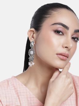 Abdesigns - Long Contemporary German Silver Drop & Dangle Earrings