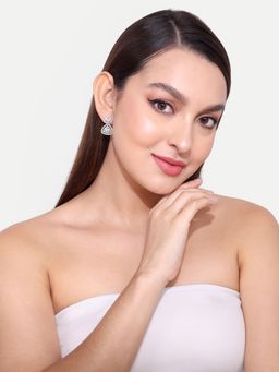 Abdesigns - Silver Plated Trillion American Diamond Drop & Dangle Earring